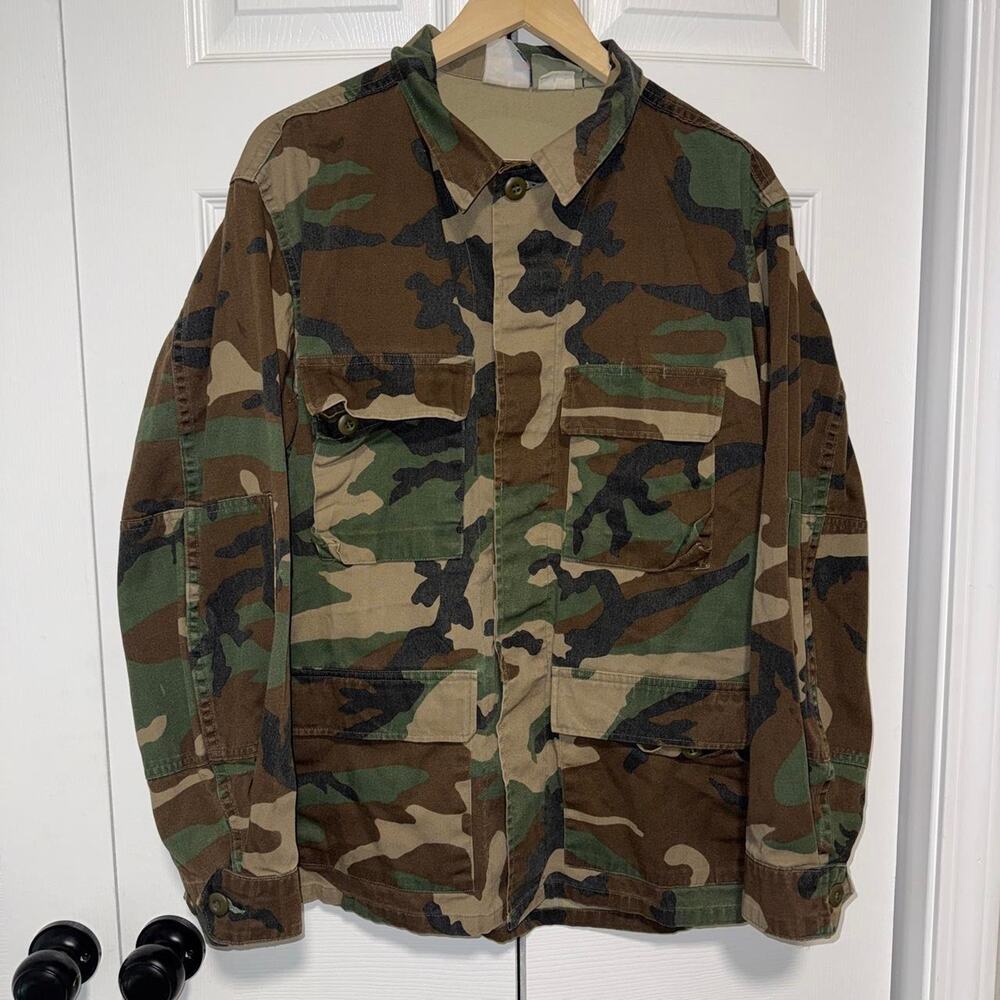 Propper Vintage 1990s M81 Woodland Camo BDU Button Up Jacket Size Large